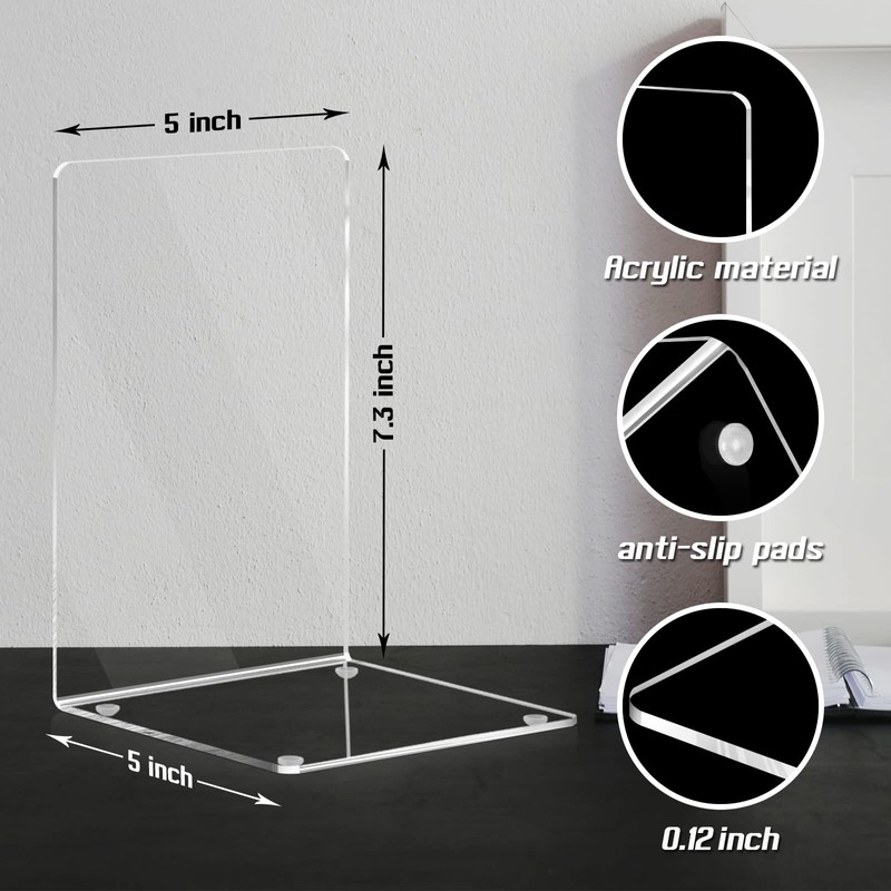 HappyHapi Acrylic Bookends for Shelves, 12 Pcs Clear Book Ends