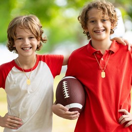 Fervia Football Bible Verse Cross Necklace for Men Stainless Steel Gold Religious Gift Football Sports Jewelry for Kids Boys Men(Philippians 4:13)