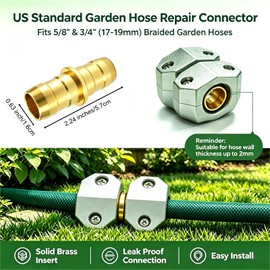 5/8" 3/4" Hose Mender kit Aluminum & Brass Heavy Duty Hose Repair Kit 4PCS