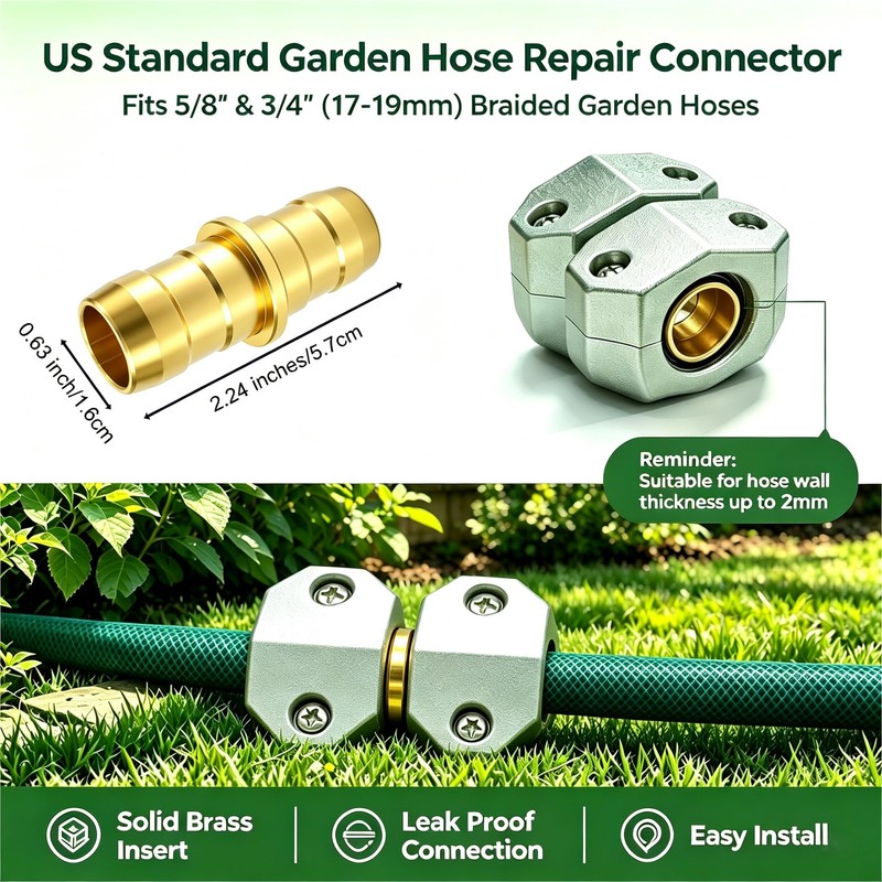 5/8" 3/4" Hose Mender kit Aluminum & Brass Heavy Duty