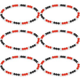 Liliaafar 6 Pcs Baseball Beaded Necklace for Men Bling Rhinestone Clay Beaded Necklace Gifts for Sports Players Lovers(Black, Red, White,20 Inch,Baseball)