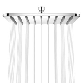 Square Rainfall Shower Head 7.7-Inch Overhead Fixed Rain Showerhead Full Body Coverage Stainless Steel Shower Head with Adjustable Swivel Ball Joint | G1/2" Universal Fitting | Polished Chrome