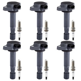 Pindex 6 Pack UF624 UF603 Ignition Coils and Spark Plugs Coil Packs Kit Compatible with Honda Acura 2008-2017 Accord Odyssey Pilot Ridgeline RDX RL TL MDX ZDX 3.5L 3.7L
