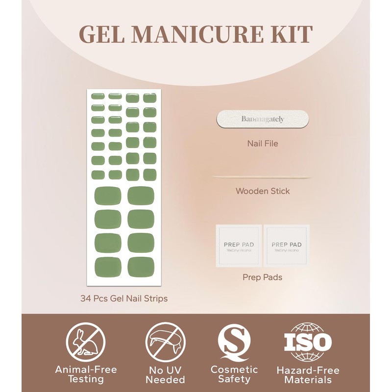 Toe Gel Nail Stickers - 34PCS Salon Quality Wraps no