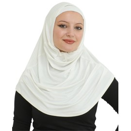 Prien Chic Ready To Wear Hijab For Women, Muslim Long Turban Undercap Set, Instant Scarf, Prayer Clothes For Girls, Abaya (Cream)