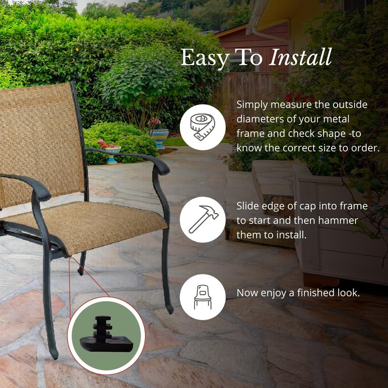 Sling Rail End Caps, Furniture Sliders, Fits Agio Brand Patio
