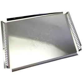 MARO MEGASTORE 18.9 inch x 11.9 inch Rectangular Chrome Plated Silver Serving Tray with Handles Stylish Floral Engraved Decorative Party Wedding Dessert Buffet Decor Platter Plate NC-113