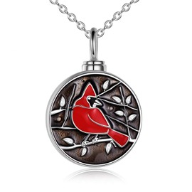 Sterling Silver Cardinal Urn Necklace for Ashes Red Bird Cremation Memorial Jewelry for Ashes (Cardinal Bird)