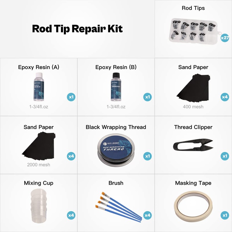 Kit de reparación de punta de caña de pescar con