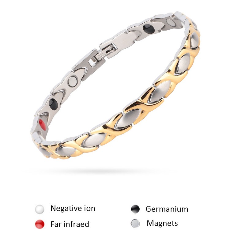 Women Men Stylish Titanium Steel Health Care Magnets Germanium Bracelet