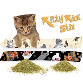 Kitty Kick Stix 15" Catnip Kicker Toy – Set of 2 | Handmade in USA | Interactive Cat & Kitten Toy | Durable Kicker Packed with 100% Potent Catnip for All Breeds (Light/Dark Mix)