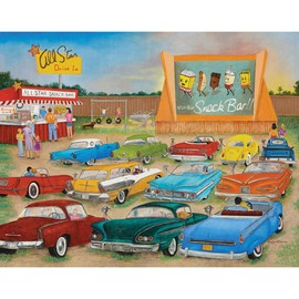 Bits and Pieces - 300 Piece Jigsaw Puzzle for Adults 18" x 24" - Drive Inn - 300 pc Classic Americana Jigsaw by Artist Kay Lamb Shannon
