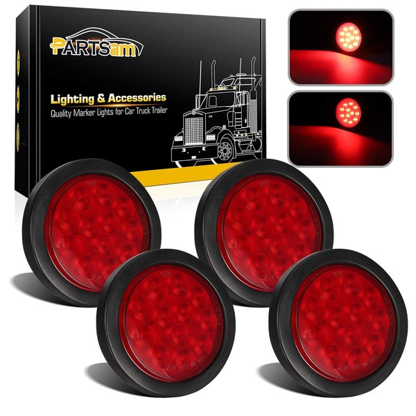 Partsam 4Pcs 4 Inch Round Led Trailer Tail Lights Kit