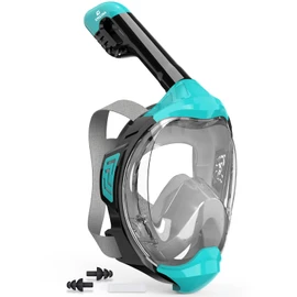 EMSINA-Full Face Snorkel Mask Adult The Perfect Snorkeling Gear for Adults and Kids, Upgrade Dry Top Breathing System-New flowtech design- Foldable Panoramic View, Anti Leak&Fog_Turquoise S/M