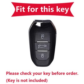 KUNIO Key Case Fits Peugeot 308 408 508 208 2008 3008 4008 5008 Fits Citroen Grand C4 Picasso C4L C6 C3-XR TPU Leather Texture Key Case Car Key Case 3 Buttons Red