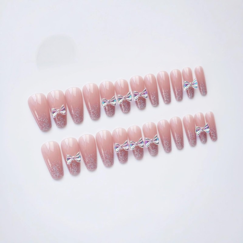 Nail Tip, Long Nail Tip, 24 Pieces, Glitter, Glossy, 3D,