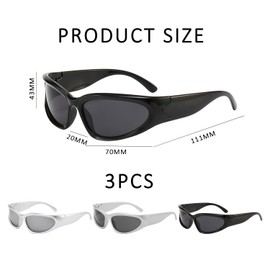 NXPWRC 3 Pieces Of Oval Glasses, Sports Sunglasses, Cycling Glasses, Windproof Sunglasses, Fashionable Street Style Glasses, Trendy Sunglasses, Styling Glasses