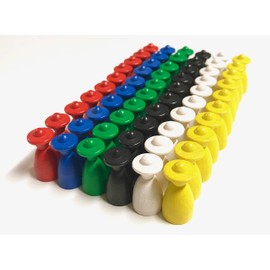 Board Game Figures People with Hat Halma Wooden Size 13/26 mm (6 x 10 Figures, Basic Colours)