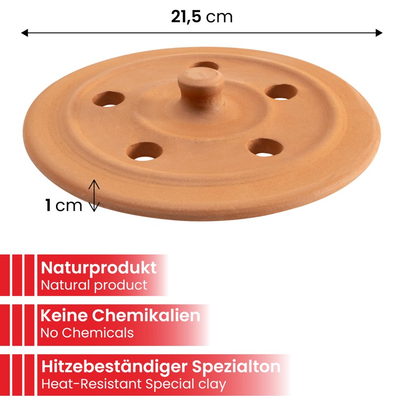 Tureks Pottery Diameter 22 cm Dolma Kapağı/Taşı/Cover Made of Clay
