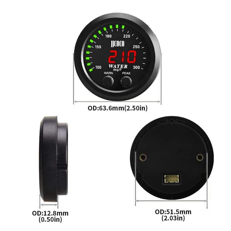 ZHSYMX Universal 52mm Water Temperature Gauge with Alarm and 1/8