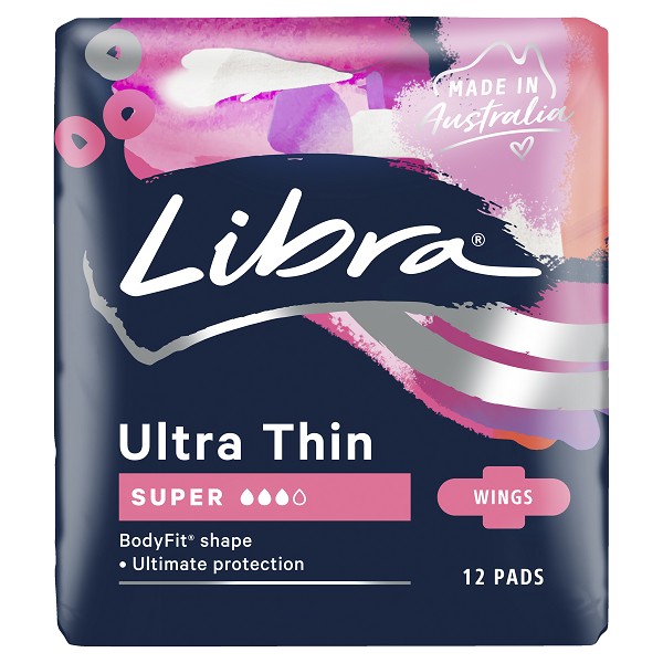 Feminine Hygiene & Period Care>Feminine Hygiene by BRAND>Libra Range Libra Pads Ultra Thin Super 12 - With Wings