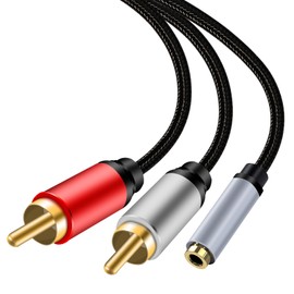belipro 3.5mm Female to 2RCA Audio Cable 10Ft, 1/8" TRS Stereo to Dual RCA Jack Adapter for Smartphones, MP3, Tablets, Home Theater…………