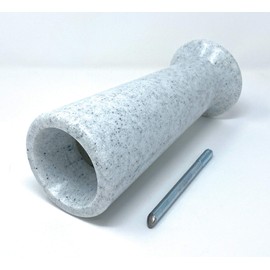 OPTIMUM Slim Memorial Cemetery Flower Vase - Plastic (White Granite) With Metal Ground Spike , Grave Marker , Decorations For Gravesite , Headstone Flowers Holder , Garden Lawn & Yard