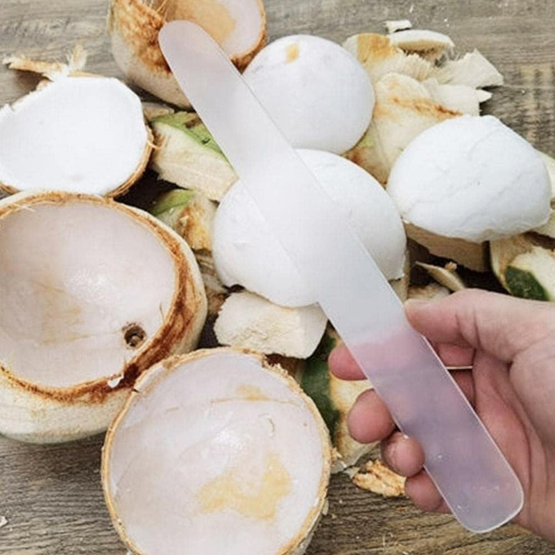 2Pcs White Coconut Opener,Coconut Meat Scraper,Soft and Flexible Coconut Egg