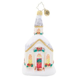 Christopher Radko Hand-Crafted European Glass Christmas Tree Decorative Ornament, Snowy Sanctuary