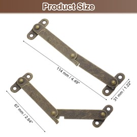 uxcell 2Pcs 2.6" Folding Lid Support Hinges, Lift Up Stay Hinge, 180 Degree Rotatable Iron Hinges with Screws for Wooden Boxes Jewelry Case Display, Bronze