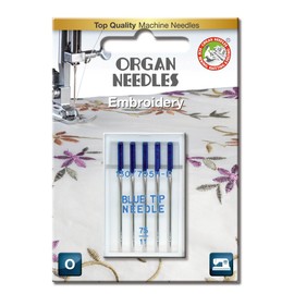Organ Needles 5507075BL Machine Needles, Blue/Silver, 75/11 Size, 5