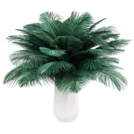 THARAHT Blackish Green Ostrich Feathers 24pcs Natural Bulk 8-10Inch 20cm-25cm for Crafts Wedding Party Centerpieces Mardi Gras Decoration Feather
