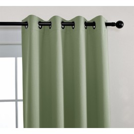 MIUCO Blackout Curtains Room Darkening Curtains Textured Grommet Panels for Kitchen 2 Panels 52x63 Inch Long Sage