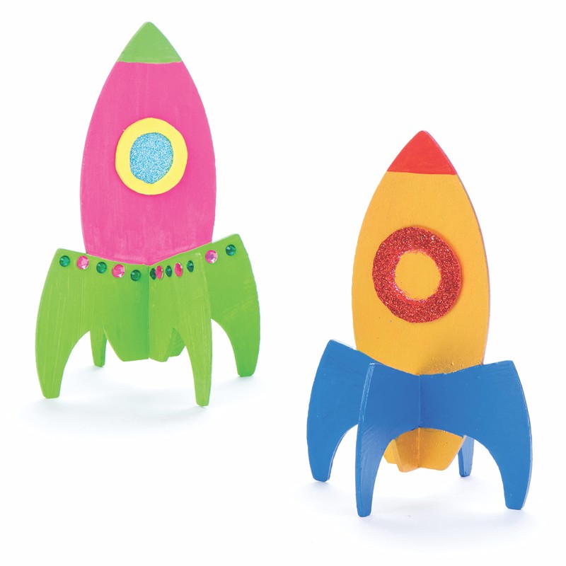 Baker Ross AV396 Wooden Rocket Stand up Kits (Pack of