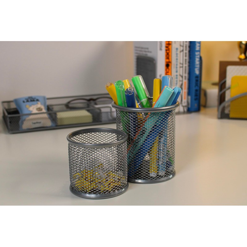 Wedo Office 065454 Pen Holder Set Wire Mesh Silver
