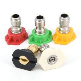 tooloflife Pressure Washer Nozzle Tips Brass/Stainless Steel Multi-Degree Quick Connect Pressure Washer Parts 5 Pcs