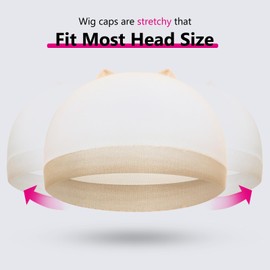 Skinlike HD Wig Cap, 12 Pieces of Invisible and Sheer Breathable Ultra-thin Stretchy Stocking Caps designed for Lace Front Wigs (Nude)