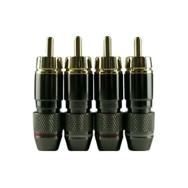 MG-M RCA Plug RCA Connector Pin Plug Solder Self Made Gold Plated B Gun Black 4 Pack