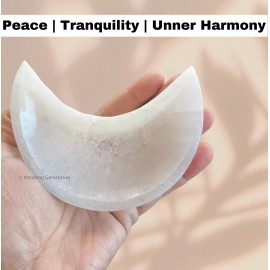 Selenite Crystal Plate Bowl to Charge your Healing Stones - 4" Moon Shape Bowl