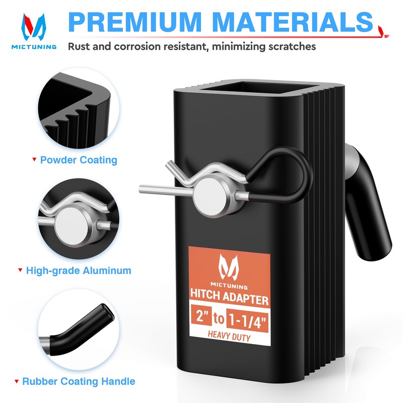 MICTUNING 2 inch to 1-1/4 inch Trailer Hitch Receiver Adapter