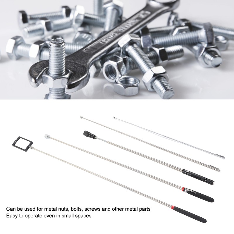 5PCS Telescoping Magnetic Pickup Tool Rubber Steel 1.5 3 15lb