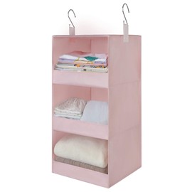 GRANNY SAYS 3-Shelf Hanging Closet Organizer, Pack of 1 Hanging Shelves for Closet Storage, Rangement Suspendu, Hanging Small Closet Organizers and Storage, Hanging Clothes Organizer for Closet, Pink