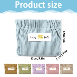 Exclaith 6 Pcs Corduroy Elastic Hair Tie Organizer, Cute Mini Makeup Purse, Portable Small Pouches for Purse, Travel Toiletry Purses, Corduroy Pouch for Coin Small Makeups