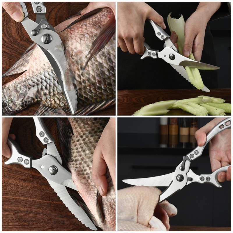 Kitchen Scissors Stainless Steel Poultry Shears Spring Loaded Household Scissors