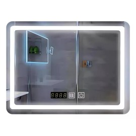 E-byte Espejo 3 Luz Led Smarttouch Reloj Digital Desempañante 50x70