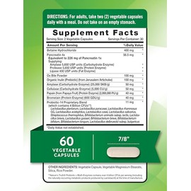 Probióticos con enzimas | 60 cápsulas | Apto para el estómago para hombres y mujeres | Sin OMG, sin gluten | por Natures Truth