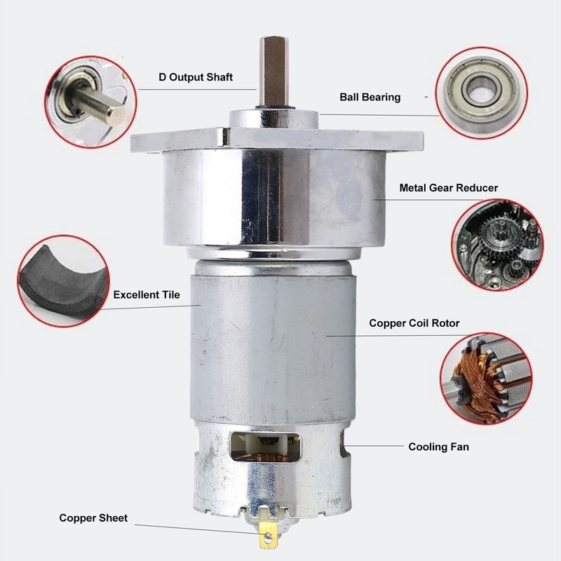 Gear Motor DC 24V 3.8A Speed Reduction Self Locking Reversible