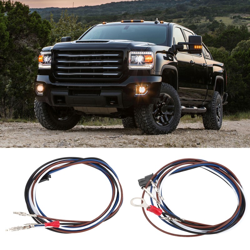 2 Pcs Driver Passenger Side Tow Mirrors Wiring Harness Running