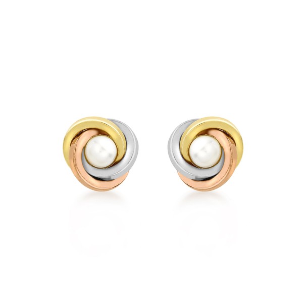 Carissima Gold Women's Pearl and Knot Stud Earrings 9ct (375)