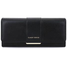 Cartera para Mujer de Cuero PU, Billeteras de Pielcon Bloqueo RFID, Tarjetero Moda de Gran Capacidad, Elegante Monedero de Minimalista, Regalos para Chicas y Mujeres(Negro)